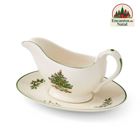 Conjunto Chaleira + Pire com Estampa de Árvore de Natal – Perfeito para o Fim de Ano