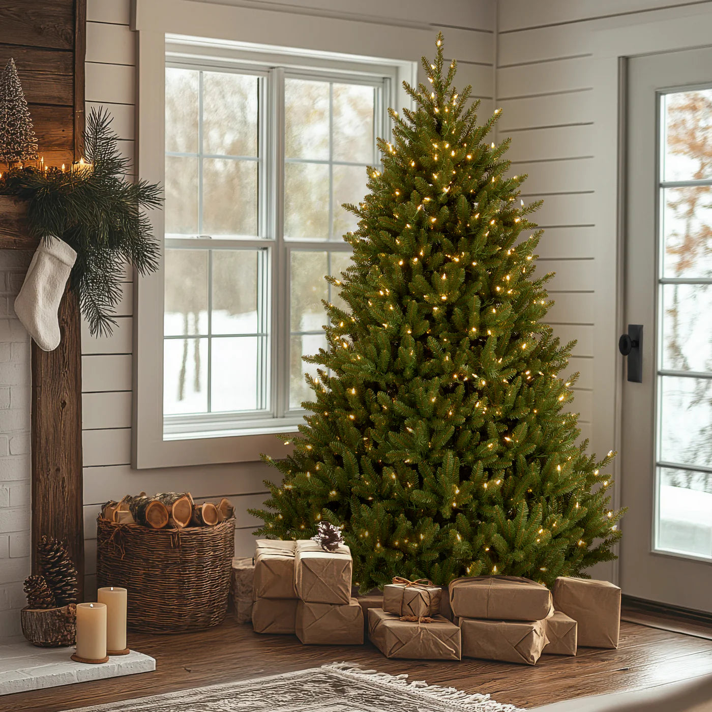 Árvore de Natal Alpine Blue Spruce com Galhos Articulados, Suporte Metálico e Micro LEDs Embutidos