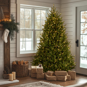 Árvore de Natal Alpine Blue Spruce com Galhos Articulados, Suporte Metálico e Micro LEDs Embutidos